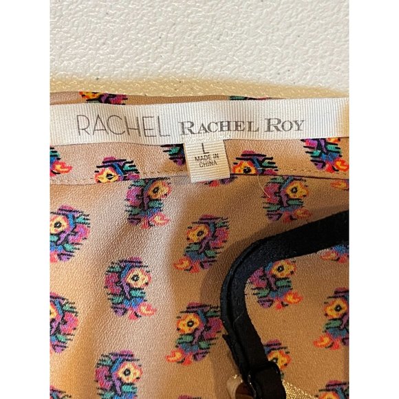 Rachel Rachel Roy Women Patterned Romper Adjustable Straps Front Button Tan SZ L - Picture 6 of 8